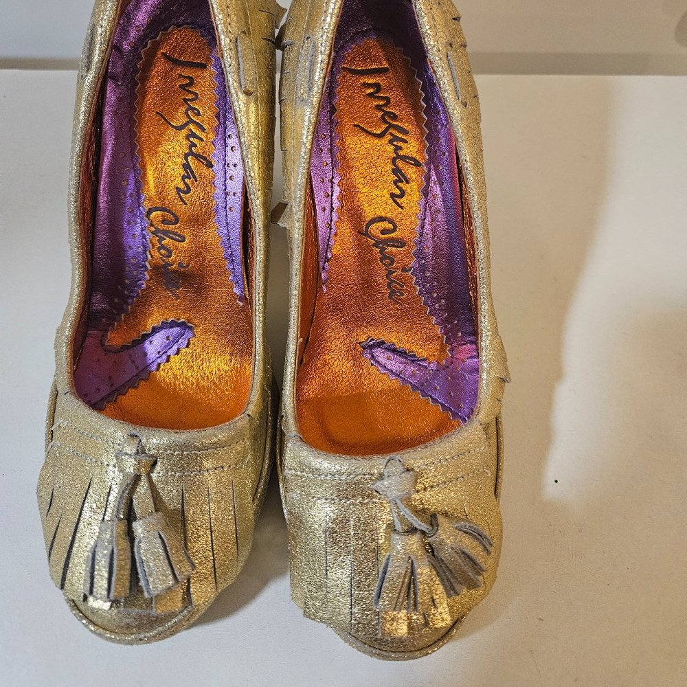 Irregular Choice Gold Fringe Loafer Style Shoe